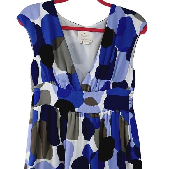 Kate Spade SZ 4 Purple Blue Black Large Print Mini Dress NWOT - Picture 3 of 6